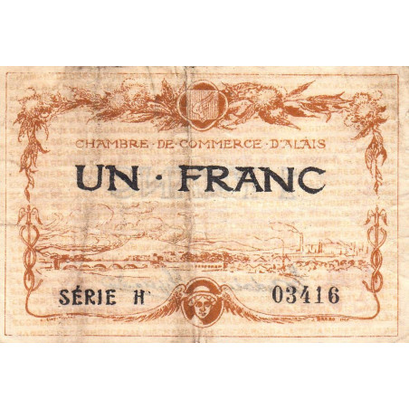 Alais (Alès) - Pirot 4-5 - 1 franc - Série H - 16/08/1915 - Etat : TB