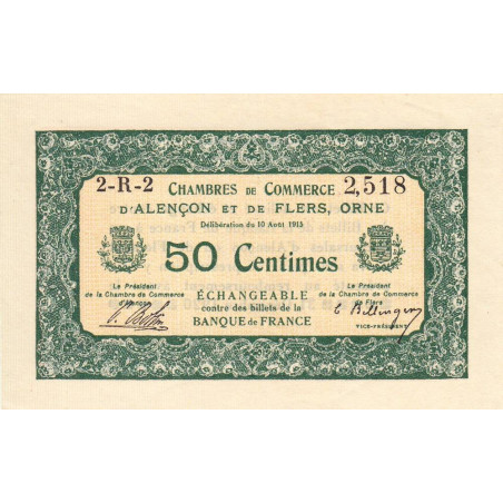 Alençon & Flers (Orne) - Pirot 6-23 - 50 centimes - Série 2R2 - 10/08/1915 - Etat : SPL