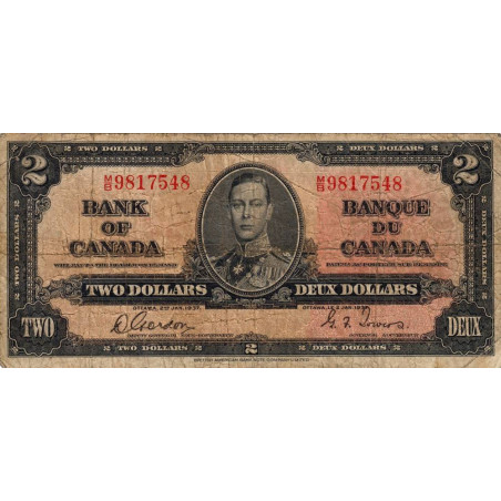 Canada - Pick 59b - 2 dollars - Série M/B - 02/01/1937 (1942) - Etat : B+