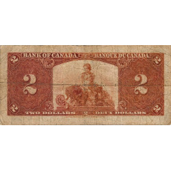 Canada - Pick 59b - 2 dollars - Série M/B - 02/01/1937 (1942) - Etat : B+