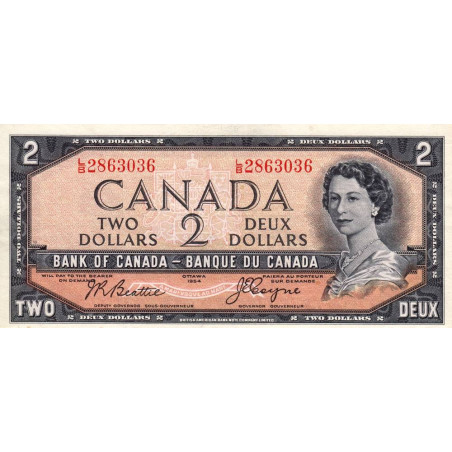 Canada - Pick 76a - 2 dollars - Série L/B - 1954 (1955) - Etat : SUP