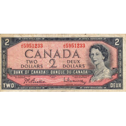 Canada - Pick 76b - 2 dollars - Série J/U - 1954 (1961) - Etat : TB