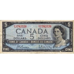 Canada - Pick 77b - 5 dollars - Série F/X - 1954 (1961) - Etat : B