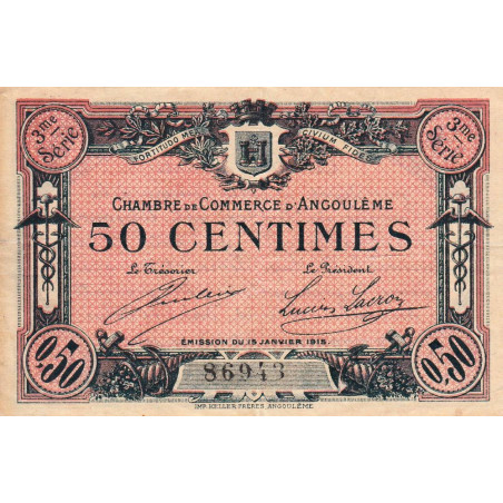 Angoulême - Pirot 9-13 - 50 centimes - 3ème série - 15/01/1915 - Etat : TB+