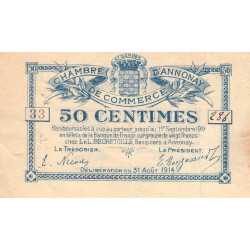 Annonay - Pirot 11-7 - 50 centimes - Série 33 - 31/08/1914 - Etat : TTB