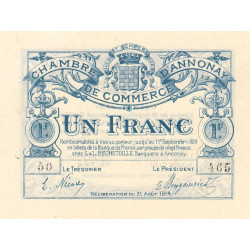 Annonay - Pirot 11-8 - 1 franc - Série 50 - 31/08/1914 - Etat : SPL