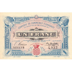 Annonay - Pirot 11-12 - 1 franc - Série 15 - 22/02/1917 - Etat : NEUF