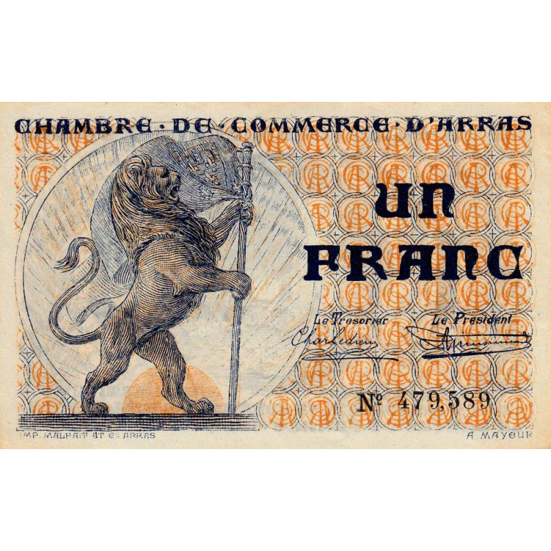 Arras - Pirot 13-5 - 1 franc - Sans date - Etat : SUP+