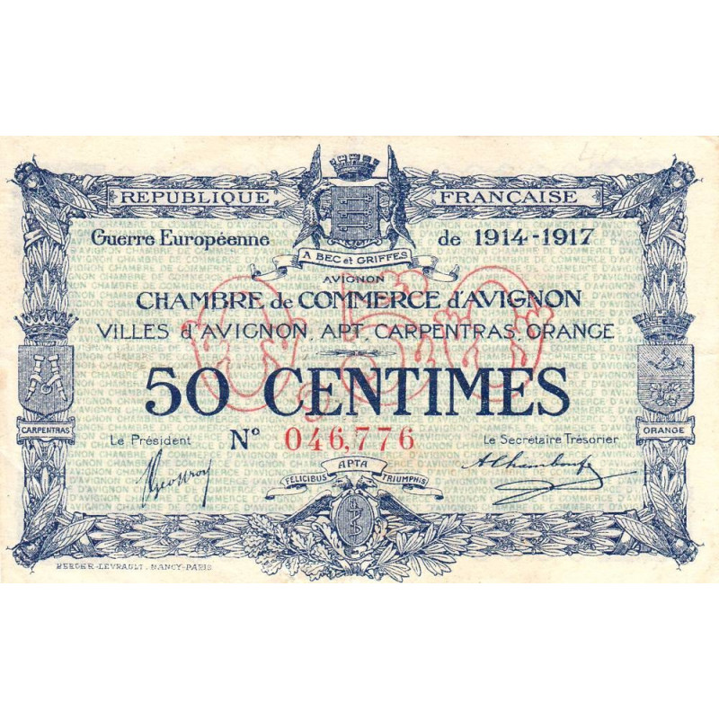 Avignon - Pirot 18-13 - 50 centimes - 11/08/1915 - Etat : TTB