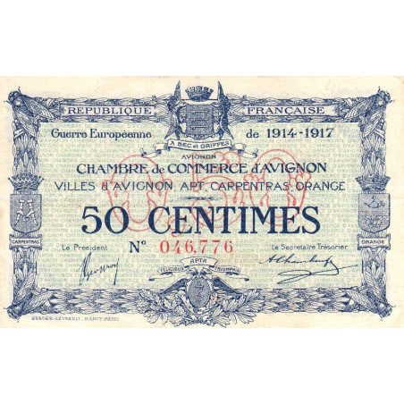 Avignon - Pirot 18-13 - 50 centimes - 11/08/1915 - Etat : TTB