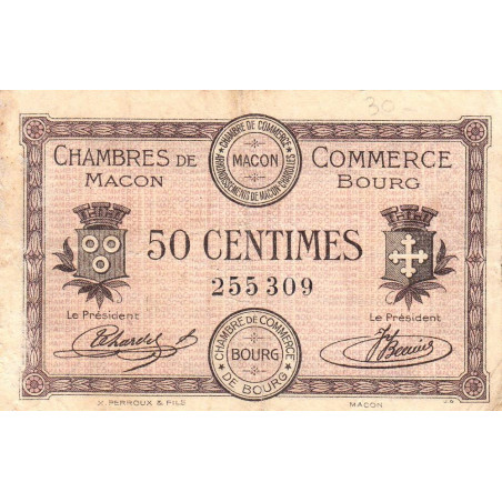 Macon et Bourg - Pirot 78-1 - 50 centimes - Sans série - 01/09/1915 - Etat : TB
