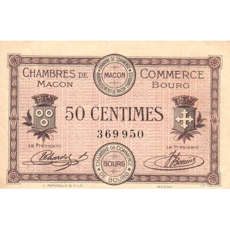 Macon et Bourg - Pirot 78-1 - 50 centimes - Sans série - 01/09/1915 - Etat : TTB