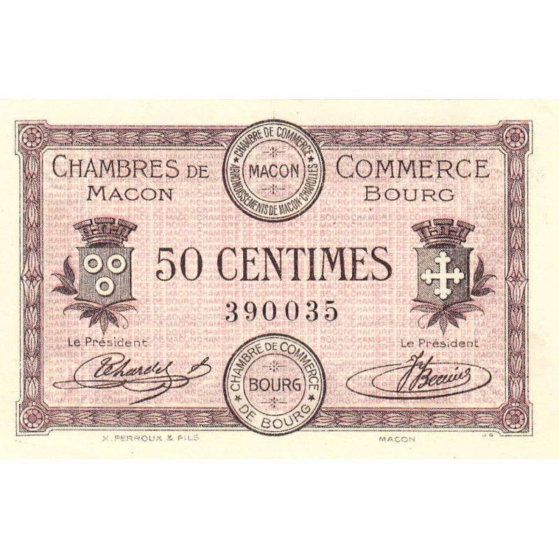 Macon et Bourg - Pirot 78-1 - 50 centimes - Sans série - 01/09/1915 - Etat : SPL+