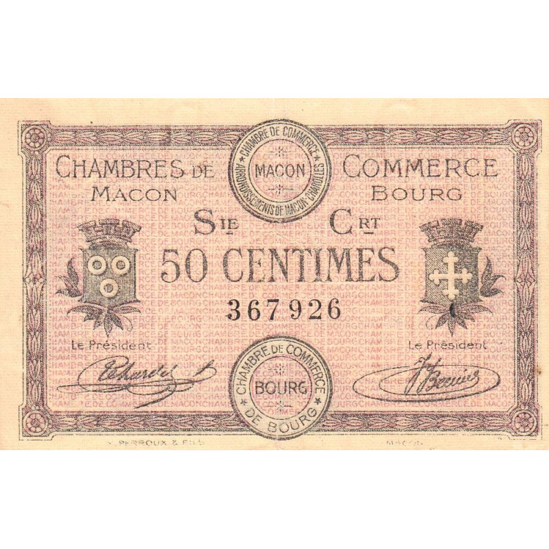 Macon et Bourg - Pirot 78-7 - 50 centimes - Série Crt - 01/09/1915 - Etat : TTB-