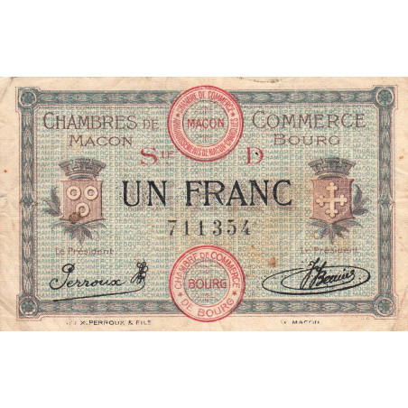 Macon et Bourg - Pirot 78-10 - 1 franc - Série D - 15/12/1917 - Etat : TB