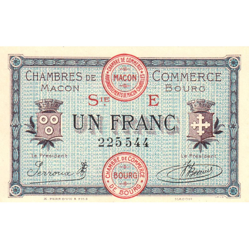 Macon et Bourg - Pirot 78-12 - 1 franc - Série E - 27/04/1920 - Etat : NEUF