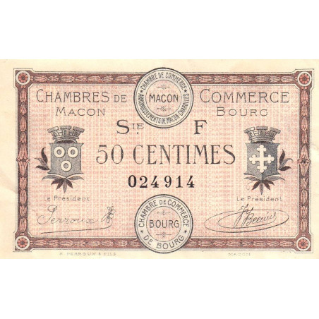 Macon et Bourg - Pirot 78-13 - 50 centimes - Série F - 04/08/1921 - Etat : TTB+