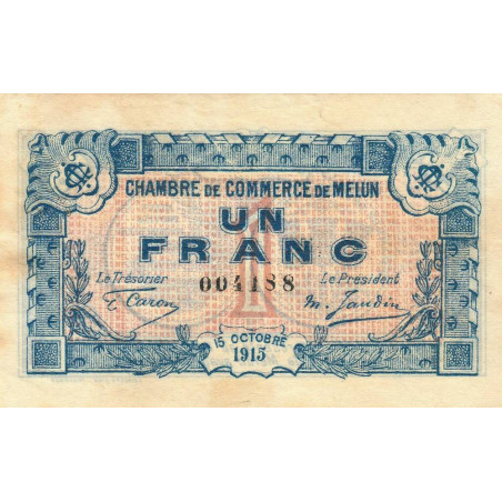 Melun - Pirot 80-3 variété - 1 franc - 15/10/1915 - Etat : TTB