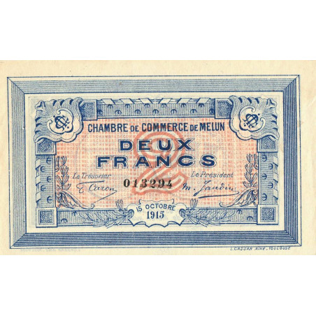 Melun - Pirot 80-5 - 2 francs - 15/10/1915 - Etat : SUP