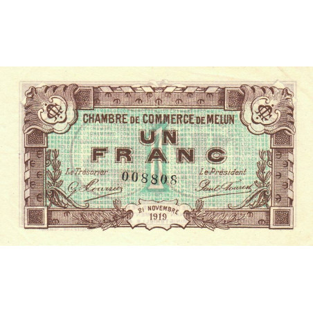 Melun - Pirot 80-8 variété - 1 franc - 21/11/1919 - Etat : TTB+