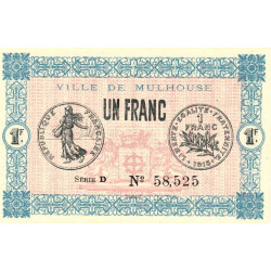 Mulhouse - Pirot 132-2 - 1 franc - Série D - 27/12/1918 - Etat : NEUF