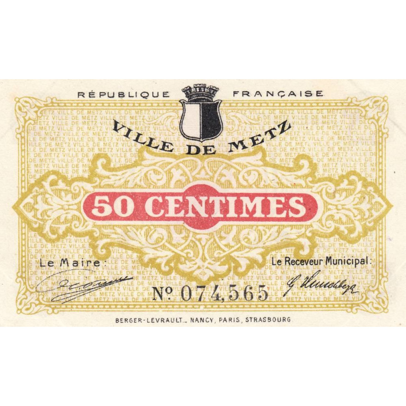 Metz - Pirot 131-1c - 50 centimes - 27/12/1918 - Etat : SUP