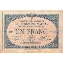 Mont-de-Marsan - Pirot 82-7 - 1 franc - Série CC - 01/12/1914 - Etat : TB-