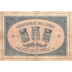 Mont-de-Marsan - Pirot 82-7 - 1 franc - Série CC - 01/12/1914 - Etat : TB-