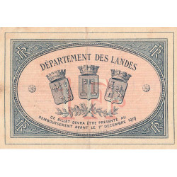 Mont-de-Marsan - Pirot 82-8 - 1 franc - Série ZZZ - 01/12/1914 - Etat : TTB-
