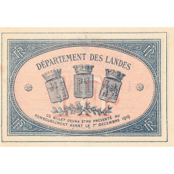 Mont-de-Marsan - Pirot 82-15 - 1 franc - Série X - 1916 - Etat : SUP