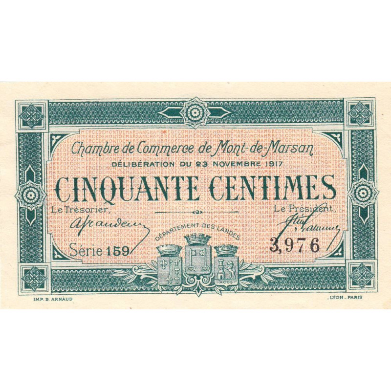 Mont-de-Marsan - Pirot 82-25 - 50 centimes - Série 159 - 23/11/1917 - Etat : SPL