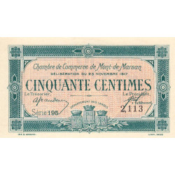 Mont-de-Marsan - Pirot 82-25 - 50 centimes - Série 195 - 23/11/1917 - Etat : NEUF