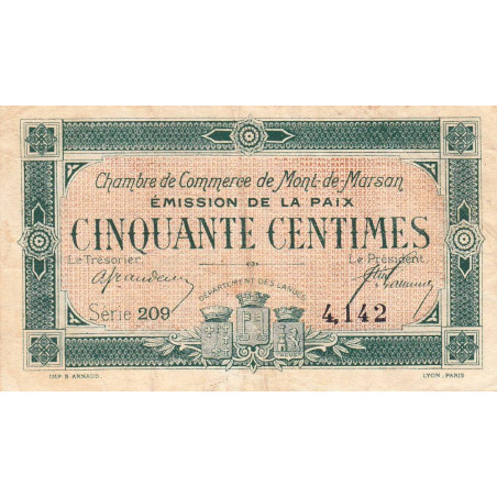 Mont-de-Marsan - Pirot 82-30 - 50 centimes - Série 209 - Emission de la Paix - Etat : TB+