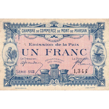 Mont-de-Marsan - Pirot 82-32 - 1 franc - Série 112 - Emission de la Paix - Etat : TB+