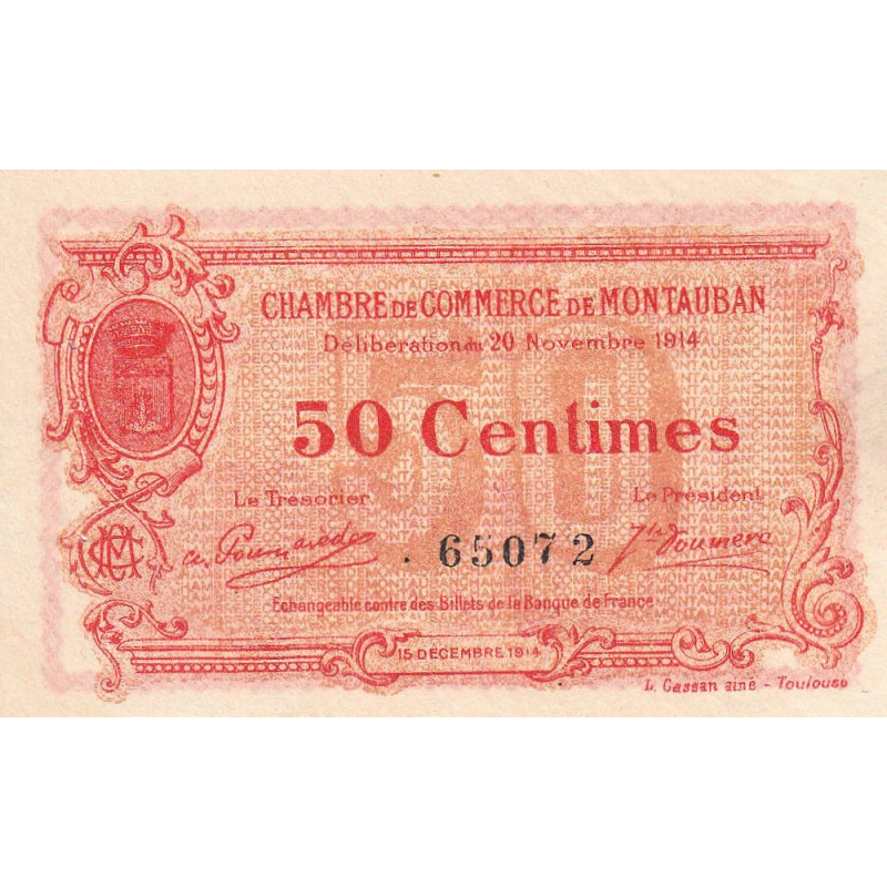 Montauban - Pirot 83-1 variété - 50 centimes - 1914 - Etat : SUP+