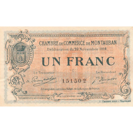 Montauban - Pirot 83-6 - 1 franc - 1914 - Etat : SUP+