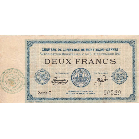 Montluçon-Gannat - Pirot 84-6 - 2 francs - Série C - 1914 - Etat : TB-