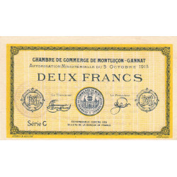 Montluçon-Gannat - Pirot non répertorié - 2 francs - Série C - 1915 - Spécimen - Etat : SUP