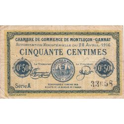 Montluçon-Gannat - Pirot 84-21 - 50 centimes - Série A - 1916 - Etat : TB-