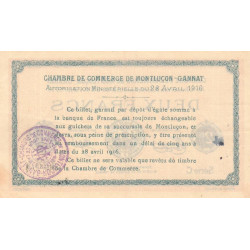 Montluçon-Gannat - Pirot 84-26a - 2 francs - Série C - 1916 - Etat : SUP