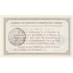 Montluçon-Gannat - Pirot 84-31 - 1 franc - Série B - 1917 - Etat : NEUF