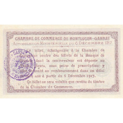 Montluçon-Gannat - Pirot 84-35 - 50 centimes - Série A - 1917 - Etat : NEUF