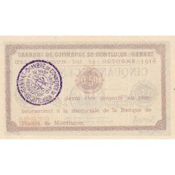 Montluçon-Gannat - Pirot 84-40 - 50 centimes - Série A - 1918 - Etat : SUP+