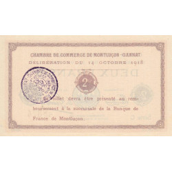 Montluçon-Gannat - Pirot 84-44 - 2 francs - Série C - 1918 - Etat : SPL