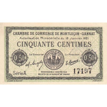 Montluçon-Gannat - Pirot 84-56 - 50 centimes - Série A - Etat : SPL