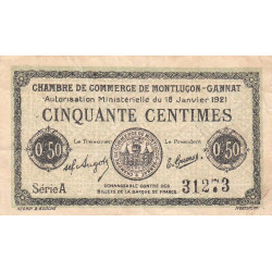 Montluçon-Gannat - Pirot 84-56 - 50 centimes - Série A - Etat : TB-