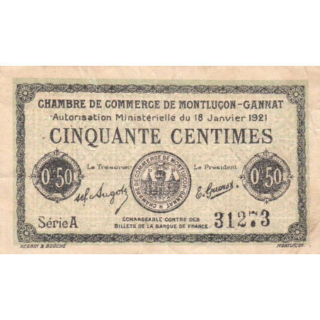 Montluçon-Gannat - Pirot 84-56 - 50 centimes - Série A - Etat : TB-