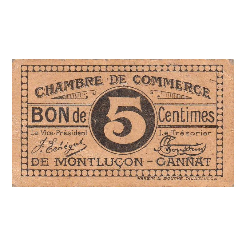 Montluçon-Gannat - Pirot 84-66a - 5 centimes - Etat : TTB