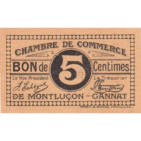 Montluçon-Gannat - Pirot 84-66b - 5 centimes - Etat : NEUF