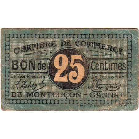 Montluçon-Gannat - Pirot 84-68b - 25 centimes - Etat : TB